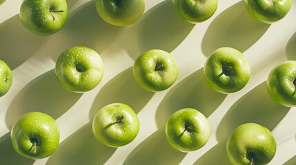 Freshly Picked Orchard Apples - Vibrant green apples with a dewy finish.
