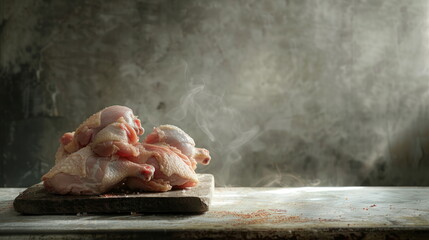 Artisanal Butcher's Chicken - Artisanal organic chicken with a focus on natural textures and flavors, under soft sunlight.