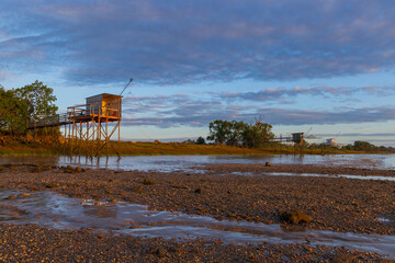 Traditional fishing hut on river Gironde, Bordeaux, Aquitaine, France