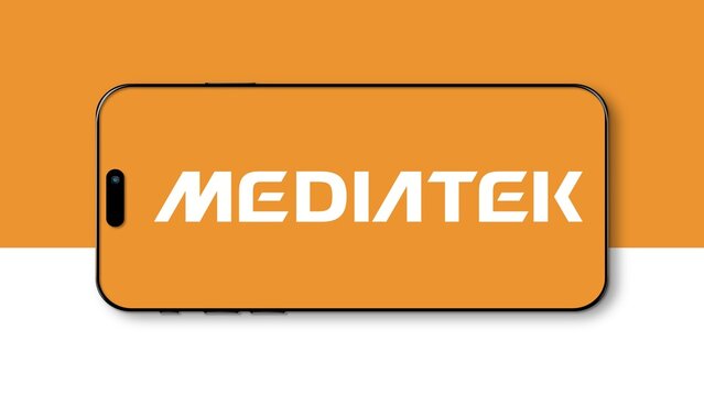 Istanbul, Turkey - 19 Feb 2024: Mediatek logo on smartphone screen. Mediatek is a semiconductor company specializing in chipsets for mobile and IoT. Illustrative Editorial.