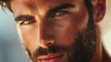 Obraz premium Close-Up of a Man With Blue Eyes