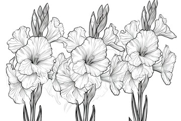 Coloring book flowers doodle style black outline.