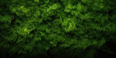 Lush Greenery Texture of Moss in a Dark Forest. Mossy Pattern in Deep Woodland. Generative AI