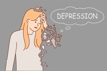 Upset woman suffers from depression and personality destruction due to psychological problems
