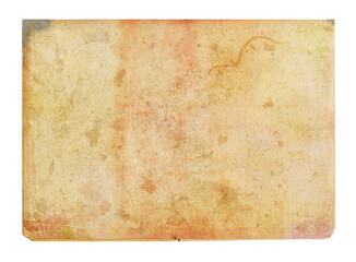 A sheet of paper or the back of an old photograph. The surface is worn with irregular stains. The light brownbackground is good for retro or vintage style projects.