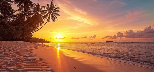 Breath-taking Sunrise Beach. Tropical Holiday Location. Travel wallpaper.