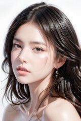 Fototapeta premium Gorgeous Asian Young Female Model - Fashion or Cosmetics Model - Surreal Beauty with Perfect Fine Features - Beautiful Smooth Hair