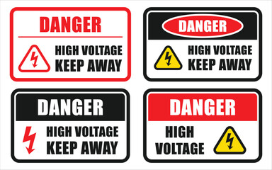 Warning Caution Dangerous Area Sign vector set
