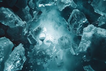 An Hourglass Encased in Crystalline Ice, a Metaphor for the Fragile and Ephemeral Nature of Time, Generative AI