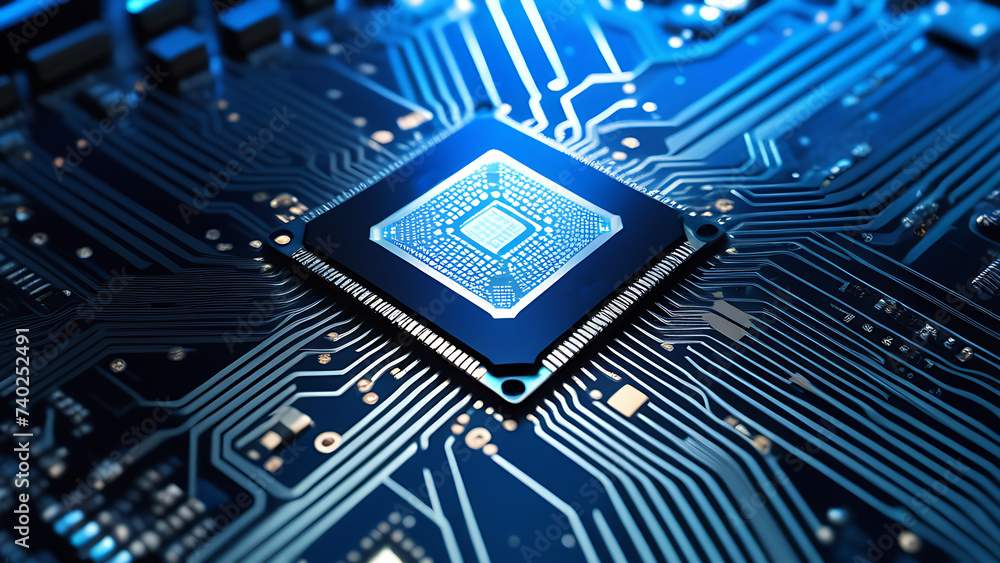 Poster Micro processor, electronic processor, digital CPU. Information technology background