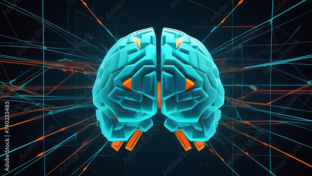 Poster digital virtual brain, ai, artificial intelligence. learning process