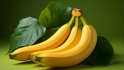 Fresh, ripe, yellow banana nature healthy, sweet snack generated by AI