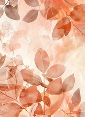 transparent leaf wallpaper in neutral and peach tones