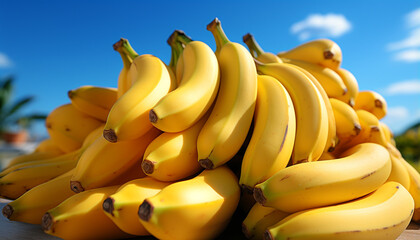 Fresh, ripe, yellow bananas healthy, organic tropical fruit generated by AI