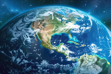 Fototapeta premium Digital illustration of the earth with a focus on north america Showcasing geographical details and connectivity in a global context