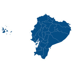 Ecuador map. Map of Ecuador in administrative provinces in blue color
