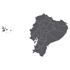 Ecuador map. Map of Ecuador in administrative provinces in grey color