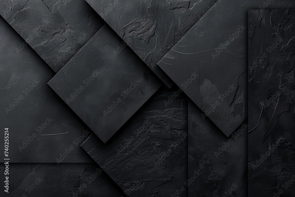 Poster minimalistic black background with abstract shapes and textures offering a sophisticated and moody a