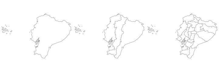 Ecuador map. Map of Ecuador in white set