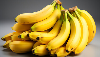 Fresh, ripe, yellow bananas nature healthy, sweet, vegetarian snack generated by AI
