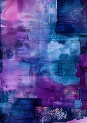 Fotobehang purple blue background synthesizer thick brush strokes translucent microchip layers rhythms abstract facades buildings metallic color © Cary