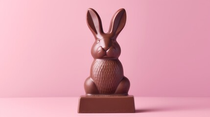 Rabbit-Shaped Chocolate Bar on a Pastel Pink Background