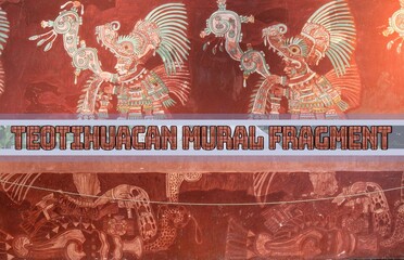 Beautiful fragments of wall painting found in the ancient and mysterious city of Tenochtitlan in...