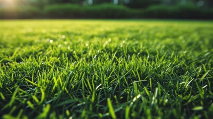 Crédence de cuisine en verre imprimé Herbe Fresh Green Grass in a Football Field