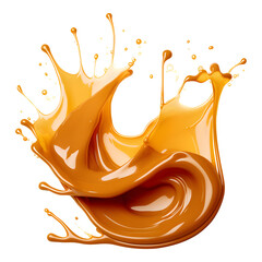 Caramel splash isolated on transparent background