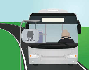 Bus station isolated. vector illustration