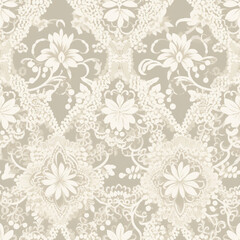 Fototapeta premium Elegant white flowing fabric with lace. The background.