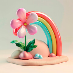Obraz na płótnie Canvas Modern 3D rainbow illustration for vibrant and colorful design