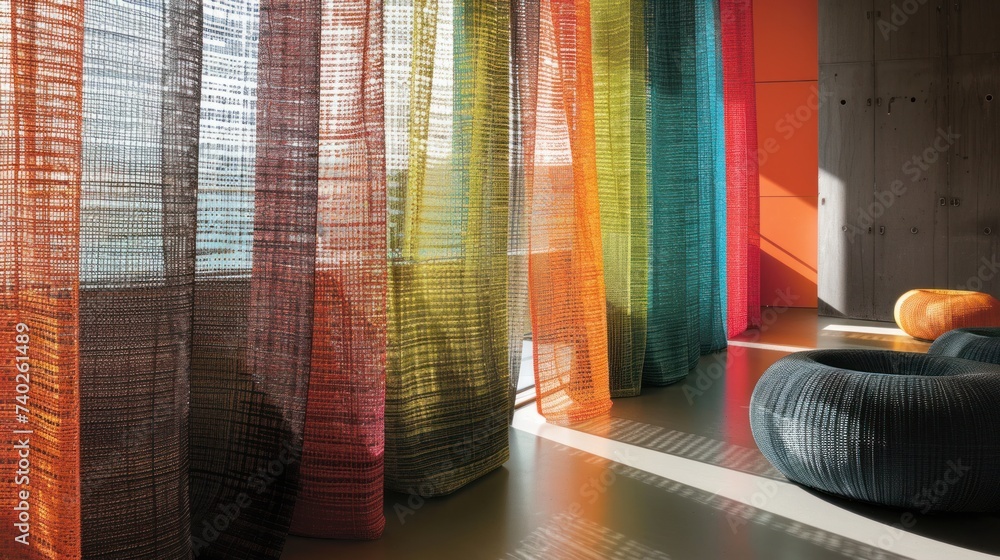 Poster diverse netting patterns intertwine in vibrant colors, exuding modernity and sophistication