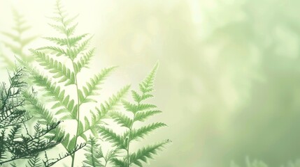 Fototapeta premium Tranquil background featuring delicate fern leaves amidst negative space
