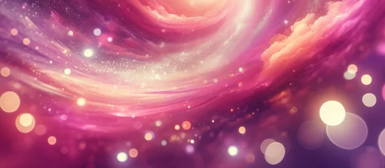 Crédence de cuisine en verre imprimé Roze Holographic fantasy rainbow unicorn background with clouds and stars. Pastel color sky. Magical landscape, abstract fabulous pattern. Cute candy wallpaper. Vector.