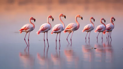 Fotobehang A Symphony of Flamingos Harmony in the Wetlands, Flamingo birds in masirah island wetlands in sultanate of oman   © Amjid