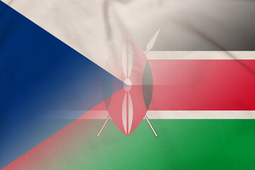 Czech Republic and Kenya state flag international contract KEN CZE - obrazy, fototapety, plakaty