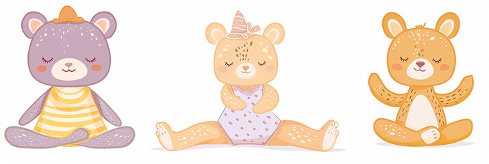 Fototapeta premium Cute bears practicing yoga 