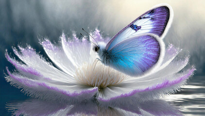 Niebieski makro motyl ,abstrakcyjny kwiat fraktal