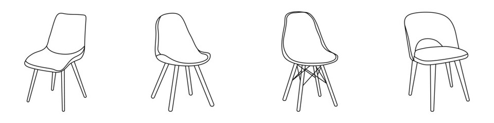 Chairs vector icon set. A set of chairs for the home. Furniture chairs set. A set of soft chairs for a cafe, home, restaurant. Comfortable furniture, chairs, interior design for the home.