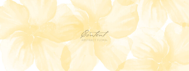 Watercolor abstract floral background, delicate yellow flowers. Design for banner, wallpaper, poster, web, print