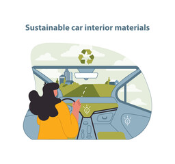 Sustainable Car Interior Materials Illustration. A thoughtfully designed vector.