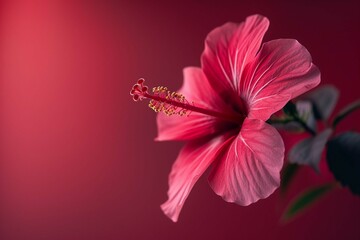 Deep pink hibiscus in a deep red-pink backdrop - Powered by Adobe