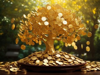 Golden Harvest: Capturing Prosperity with a Money Tree Photography Concept