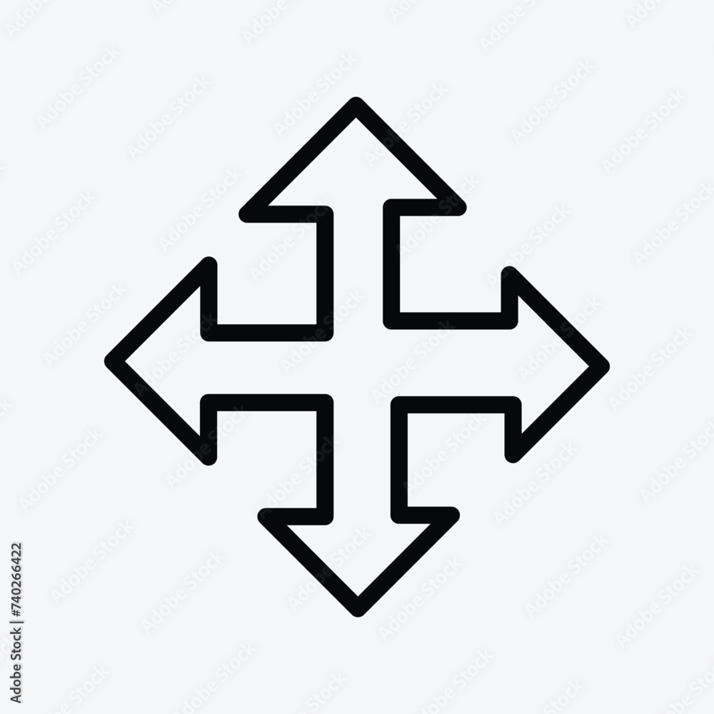Aufkleber four-sided arrow icon. elements of simple web icon in multi color. premium quality graphic design ic
