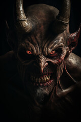 Naklejka premium Demonic Fiend Amidst Inferno, Terrifying and Fierce