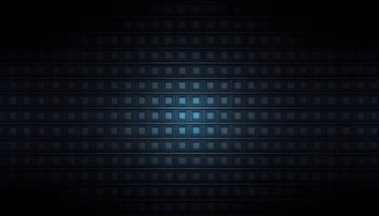 squares pattern regular symmetrical  black background, blue light in the middel section