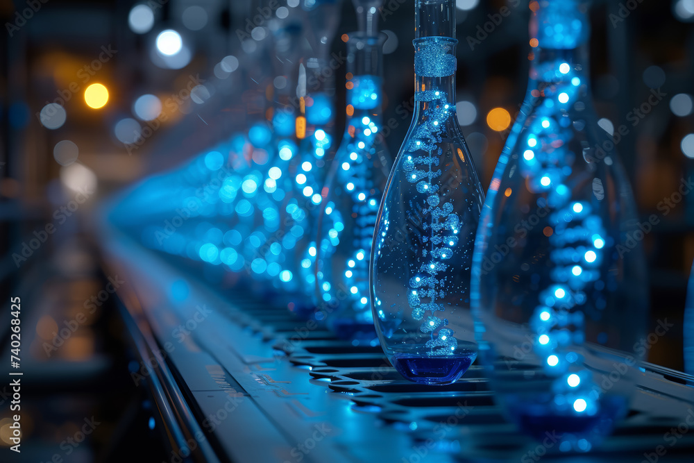 Poster a laboratory setting demonstrating the use of gene synthesis technology for creating custom dna sequ