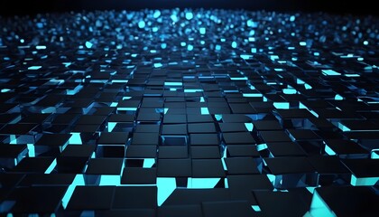 Obraz premium Low poly geometrical pattern dark plates background, blue gloomy light behind