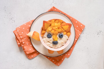 Cute Funny Fox Face Breakfast For Kids Oatmeal